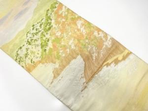 アンティーク　山水風景模様織り出し袋帯（材料）